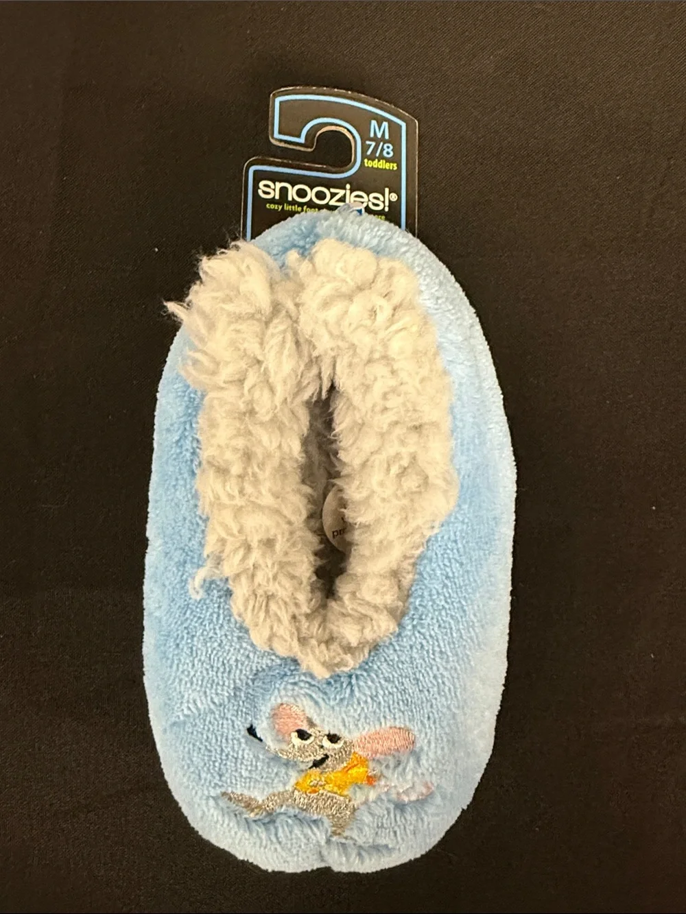Snoozies! Toddler Light Blue Plush Slippers with Cream Fleece Lining
